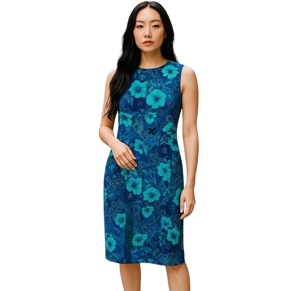 Vintage Dress R&K Sleeveless Shift Floral Tropical Open Side Button Up - Picture 2 of 15